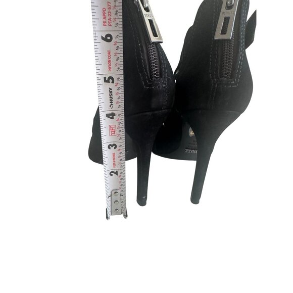 SCHUTZ Black Suede Zip Sandals Heels Size 6.5 - Picture 8 of 9